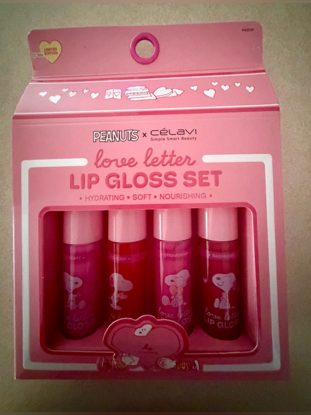 Peanuts and Celavi Love Letter Lip Gloss Set BNIB